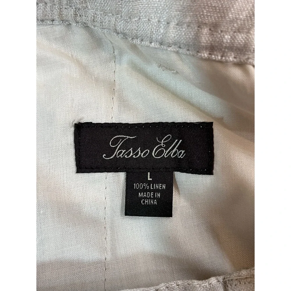 Tasso Elba Island Mens L Linen Drawstring Casual Pants Beige Coastal Beach Light